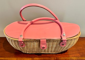 Kate Spade Her Rare Collectible Spring 2005 Pink Wicker Basket Bag