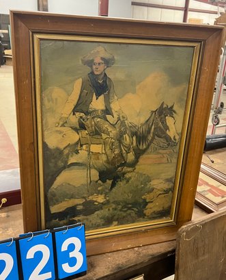 Painting After Schoonover Colt Ad 'Patches' Cowboy On Horse