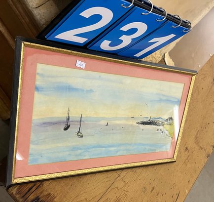 Appears To Be A Watercolor Of Boats Sgd 'HOS '71'