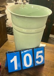 Green Metal Bucket With Label