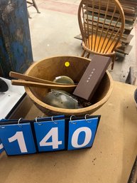 Round Wood Mixing Bowl With Contents