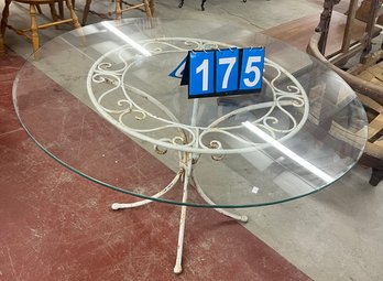 Great Quality Wrought Iron Round Porch Table With Glass Top