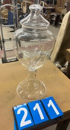 Large Clear Glass Apothecary Or Candy Jar With Lid