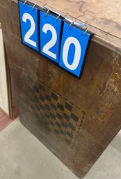 Lot 220 -Primitive Checkerboard / Sewing Table, Leg Needs Attaching