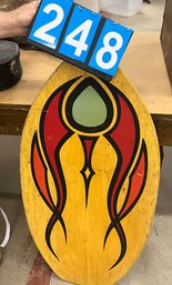 Wooden Surf Board With Psychedelic Squid Design