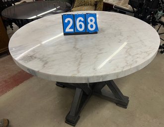 Contemporary Round Dining Kitchen Table With 48' Marble Top And Heavy Sturdy Base