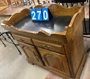 Reproduction Duty Sink Bar In Oak With Formica Top Mixing Station