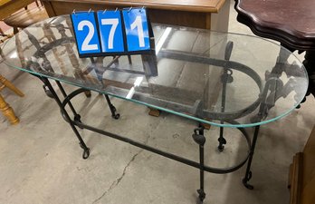 Contemporary Wrought Iron Sofa Table With 18' X 48' Glass Top