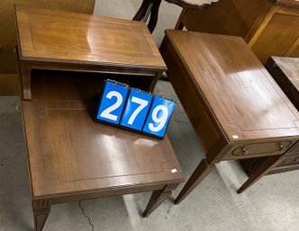 Lot Of 2 Occasional Side Tables Incl A 2 Tier Table And A Matching Single Drawer Side Table With Drawer