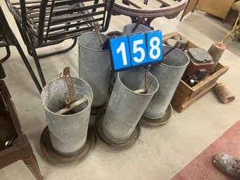 Lot Of Galvanized Metal Chicken Feeders