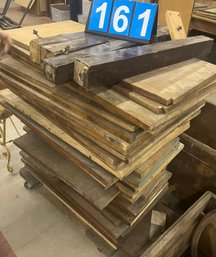 Stack Of Wood Shelving And Wood Parts From Antique Restoration, Etc