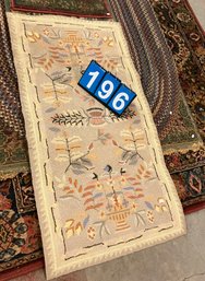 Oriental Style Rug Soft Green Chinese Machine Made Carpet 2x4, Nice Condition