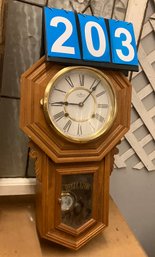 D & A Reproduction Oak School House Clock