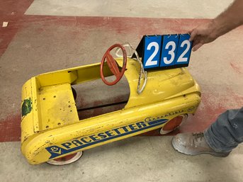 Vintage Antique AMF Pacesetter Pedal Car In Bright Yellow Original Paint