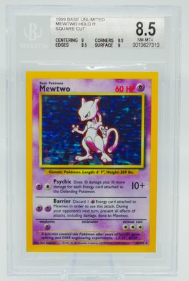 INSANELY RARE MEWTWO BGS 8.5 NM-MTplus **SQUARE CUT** BASE SET Holographic Pokemon Card!!!!!!!!