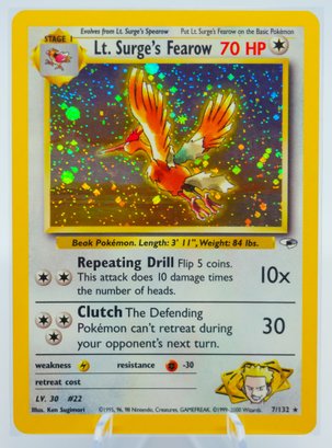 Gorgeous LT. SURGE'S FEAROW Gym Heroes Set Holographic Pokemon Card!!