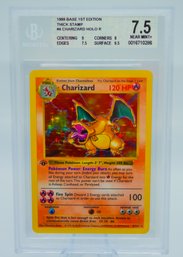 PINNACLE OF PKMN CARDS - CHARIZARD BGS 7.5 NM MT Plus 1ST ED 'THICK STAMP' SHADOWLESS BASE SET POKEMON CARD!!!