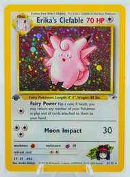 Beautiful 1ST ED ERIKA'S CLEFABLE Gym Heroes Set Holographic Pokemon Card!!
