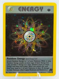 1ST ED RAINBOW ENERGY Team Rocket Set Holographic Energy Pokemon Card!!!!
