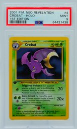 Awesome PSA 9 *MINT* 1ST ED CROBAT Neo Revelation Holographic Pokemon Card!!!!