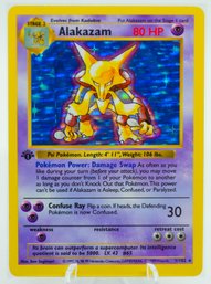 STUNNING 1ST ED ALAKAZAM Shadowless Base Set Holographic Pokemon Card!!