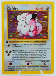 Gorgeous 1ST ED CLEFAIRY SHADOWLESS Base Set Holographic Pokemon Card!!