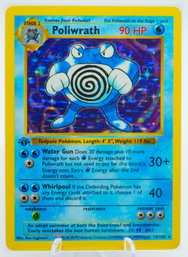 1ST ED POLYWRATH SHADOWLESS Base Set Holographic Pokemon Card!!