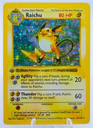 1ST ED RAICHU SHADOWLESS Base Set Holographic Pokemon Card!!