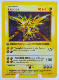 1ST ED ZAPDOS SHADOWLESS Base Set Holographic Pokemon Card!!