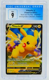 CGC 9 MINT Pikachu V Sword & Shield Black Star Promo Shining Fates Collection Full Art Pokemon Card!