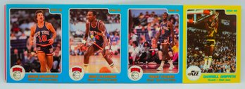 AWESOME KNICKS & JAZZ 1986 STAR BASKETBALL CARD UNCUT SHEET SECTION!!!!!!!