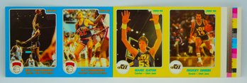 KNICKS & JAZZ 1986 STAR BASKETBALL CARD UNCUT SHEET SECTION!!!!!!!