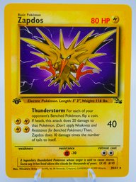 1ST ED ZAPDOS Non-holographic Fossil Set Pokemon Card!!