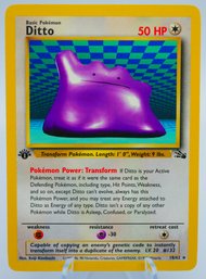 1ST ED DITTO Non-holographic Fossil Set Pokemon Card!!