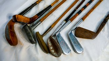 Lot Of Antique (wooden Shaft) Drivers, Irons & Putters!! (1)
