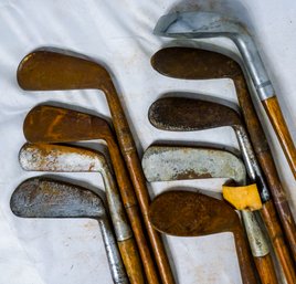 Fantastic Set Of Antique (wooden Shaft) Irons & Putters!!! (9)