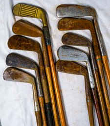 Fantastic Set Of Antique (wooden Shaft) Irons & Putters! (13)