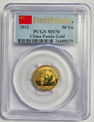 2012 PCGS GRADED CHINA GOLD PANDA 50 YEN COIN 1/10 OZ
