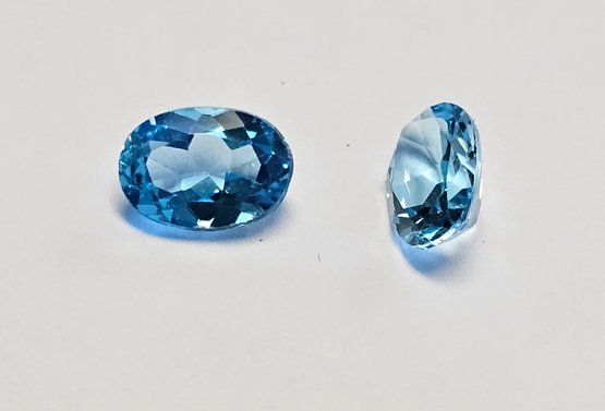 PAIR Of Oval 7x5 MM BLUE TOPAZ Faceted Stones!!  1.75 CT TW  Perfect For EARRINGS!!!