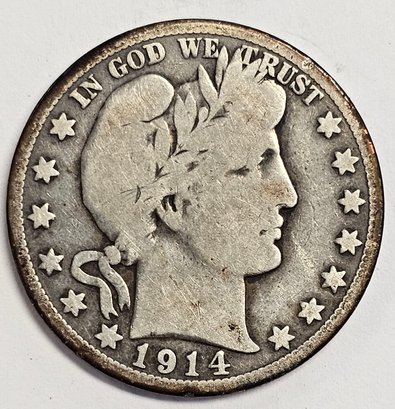 1914 S Barber Half Dollar .900 Silver