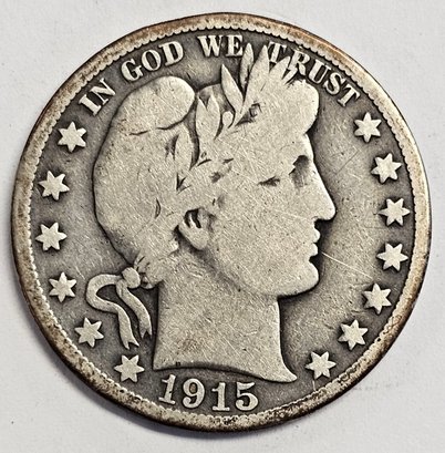 1915 D Barber Half Dollar .900 Silver