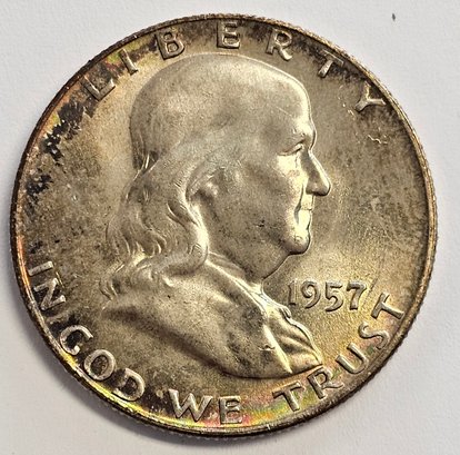 1957 D FRANKLIN HALF DOLLAR COIN  .900 SILVER