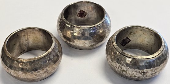 3 Sterling Silver(Acid Tested) Napkin Rings 152.7G Total