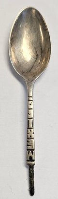 Small .800 Coin Silver Spoon Front Says Mexico Top Handle Missing 7.7 Grams