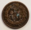 1872 INDIAN HEAD PENNY   ***BLUE RESIDUE IS NOT PERMANENT***