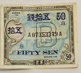 Japan Series 100, Fifty Sen Military Issue Currency