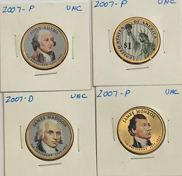 2007 P PAINTED QUARTER SET OF 4 WASHINGTON, MONROE, ADAMS,MADISON UNCIRCULATED