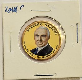 2014 WARREN G HARDING PAINTED ONE DOLLAR PRESIDENTIAL COIN