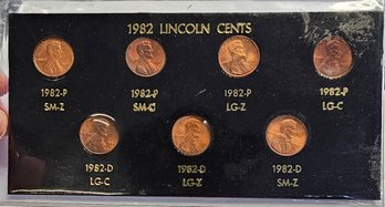 1982 LINCOLN CENT 7 COIN SET