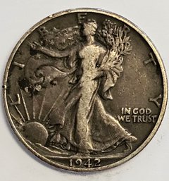 1942 Walking Liberty Half Dollar .900 Silver